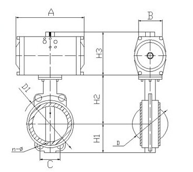氣動襯氟蝶閥結(jié)構(gòu)圖