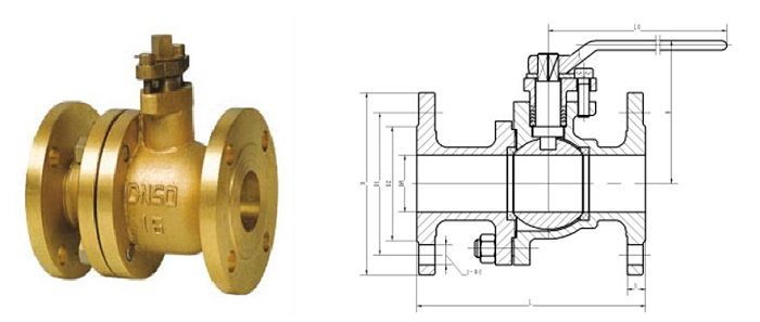 黃銅法蘭球閥結(jié)構(gòu)圖